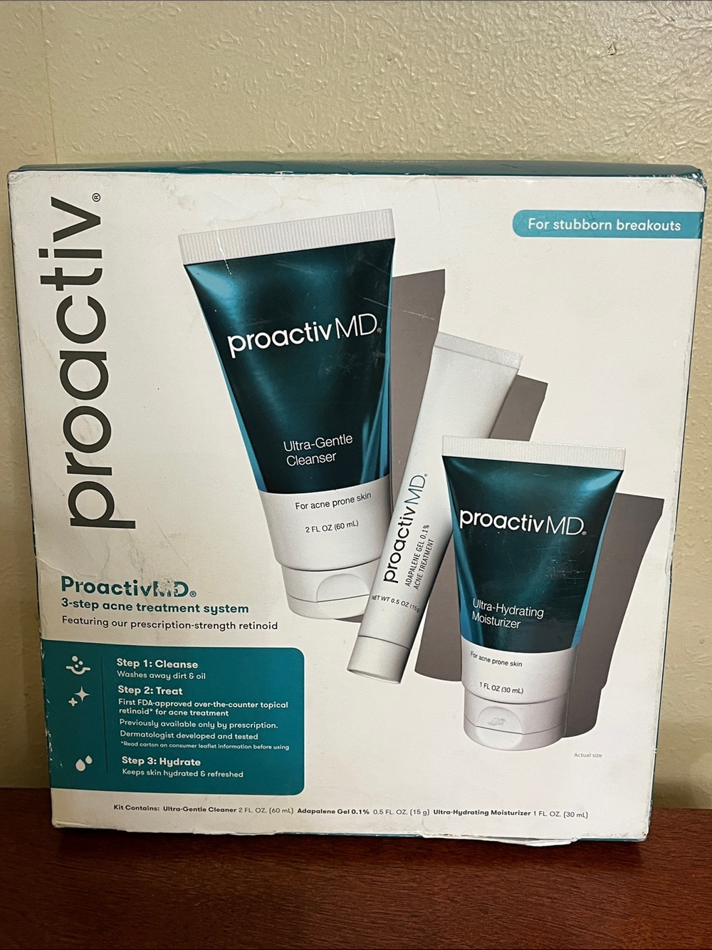 Proactiv 3 step acne treatment system cleanser , gel, moisturizer new